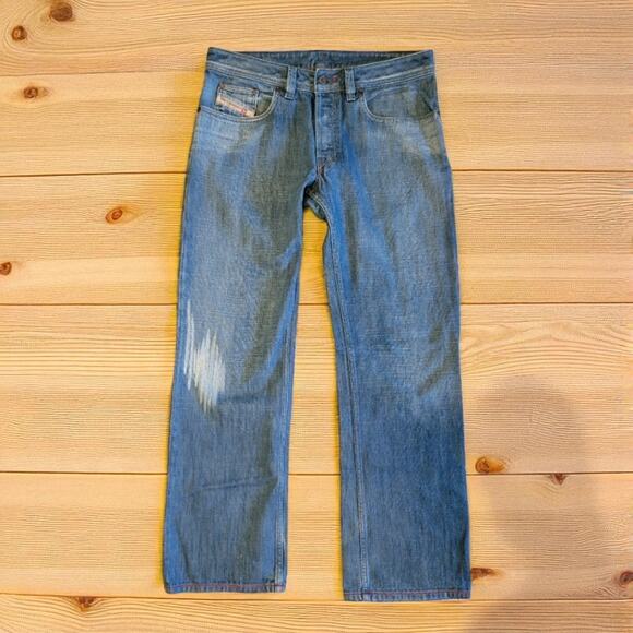 Mens Diesel Jeans 32x32 Straight Leg Button Fly Distressed Pants Made In Italy - Picture 1 of 13